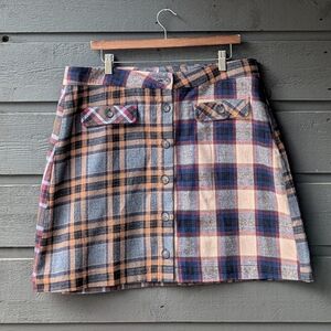Lazy Oaf Button Up Mini Skirt Patchwork Flannel Plaid Check UK18